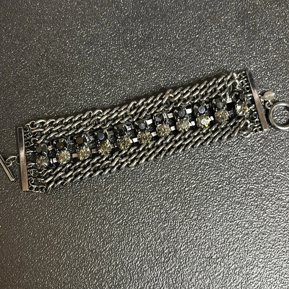 Express Chunky Gunmetal Silver and Black Chain Bracelet Y2K